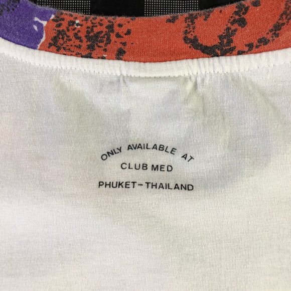 Club Med Phuket Thailand Hotel Big Print Logo Colorful Vintage T Shirt XL - Picture 5 of 8